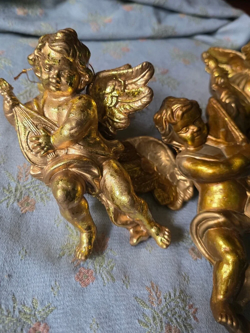 3 Pc Gold Cherub Ornament Lot